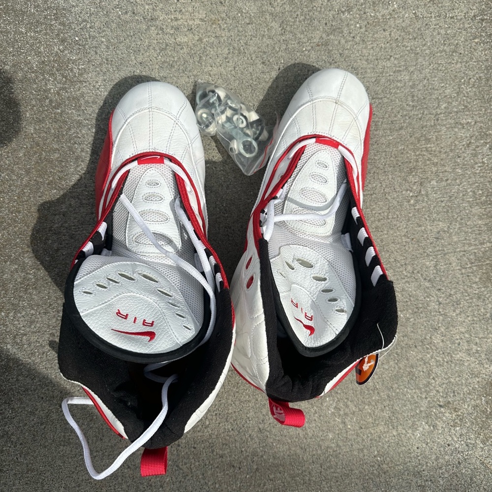 White and Red High-Top Sneakers